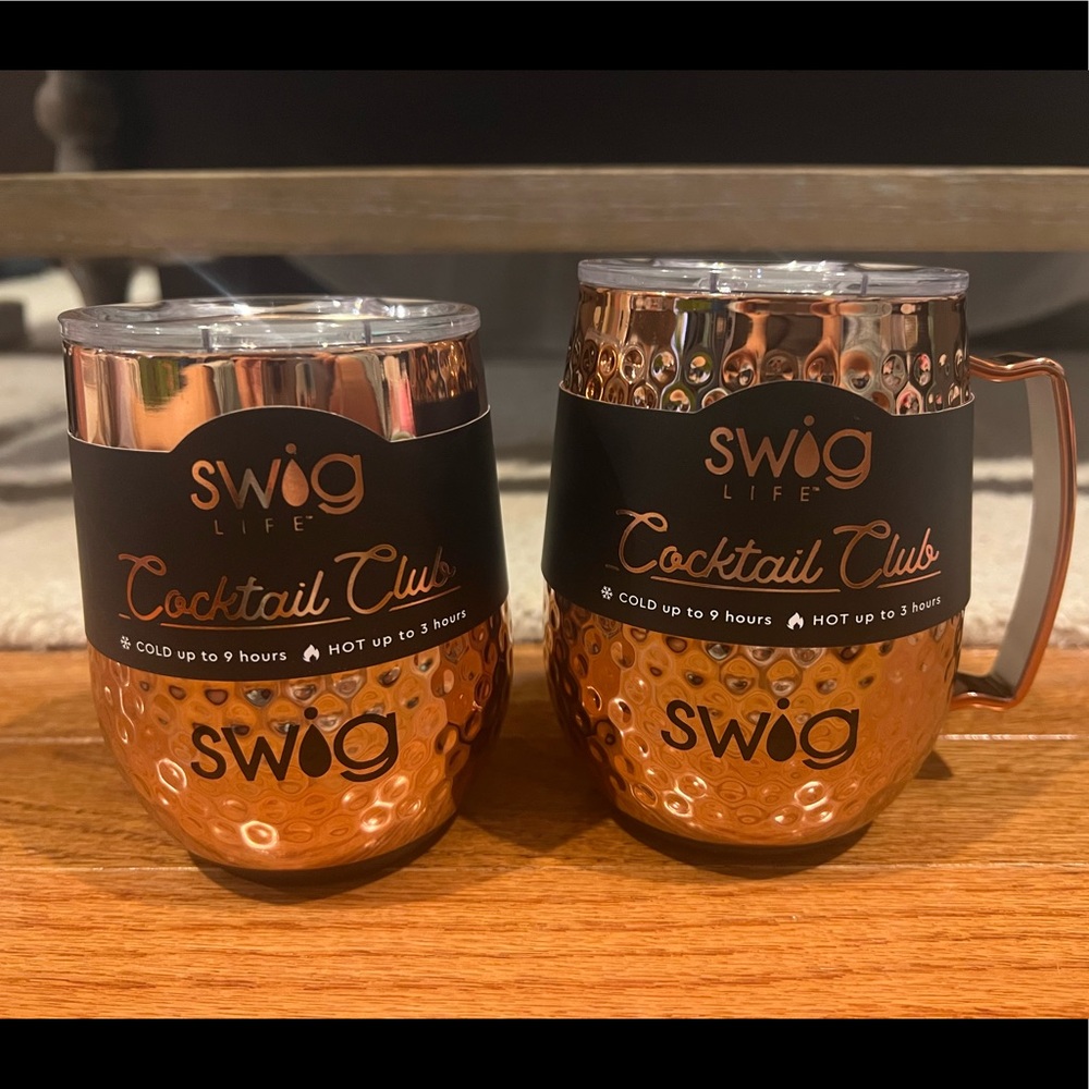 Set of copper swig cups.